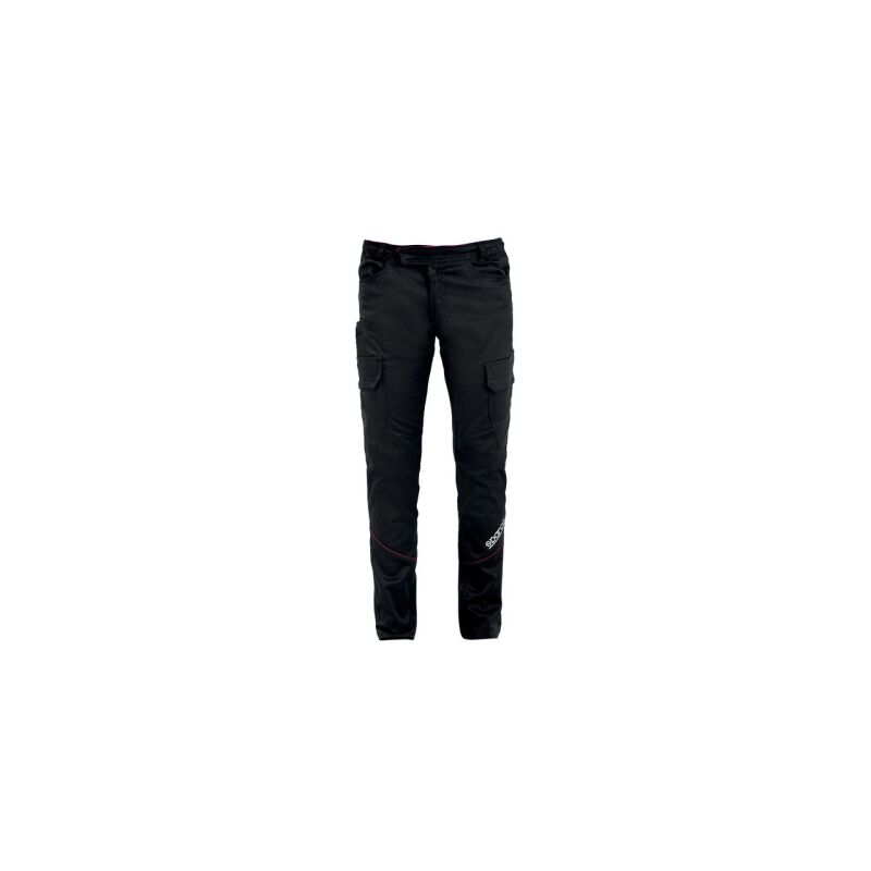 Pantalon de travail cargo technique basique Sparco Boston Taille xxl multi-poches noir en toile de coton stretch avec empie'cements rembourre's aux