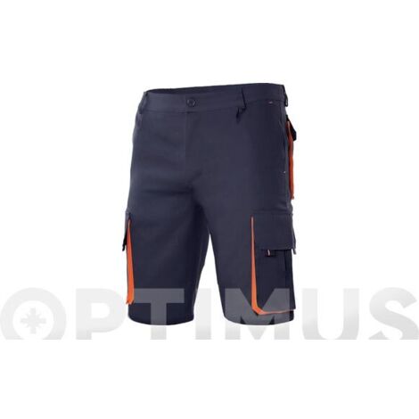 PANTALON BERMUDA POLIESTER ALGODON MULTIBOLSILLOS T 42 BICOLOR MARINO /NARANJA  - 103007 1/16 42