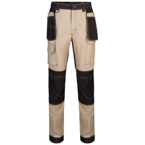 pantalon bicolor canvas stretch con bolsillos flotantes varios colores talla s-xxl ropa bicolor beige negro talla s