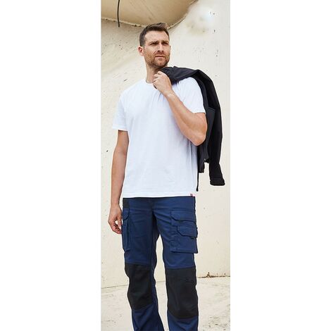 Pantalón bicolor multibolsillos Serie 103011B  S - Azul navy / Negro