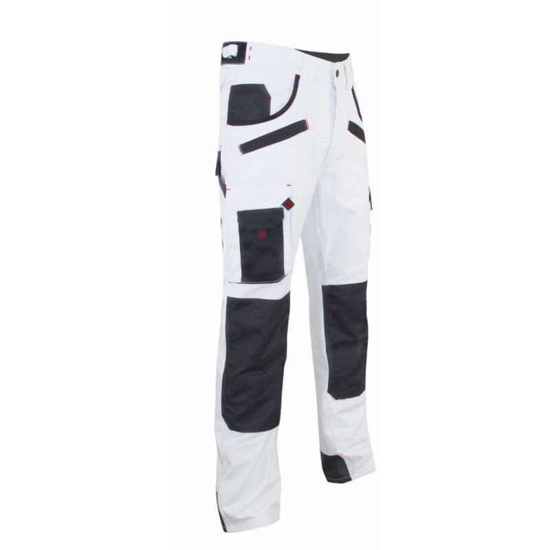 Pantalon de peintre multipoches à genouillères Blanc/Noir - 1443 aerosol LMA taille 48