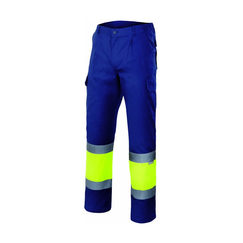 157 - pantalon haute visibilite (taille s) couleur bleu fonc� et jaune fluor - velilla