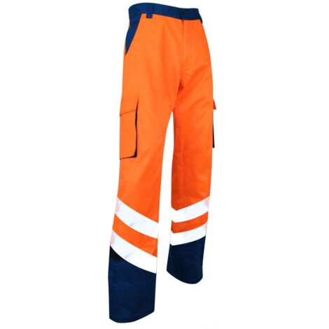 Pantalon bicolore haute visibilité LMA Balise Orange / Bleu 50