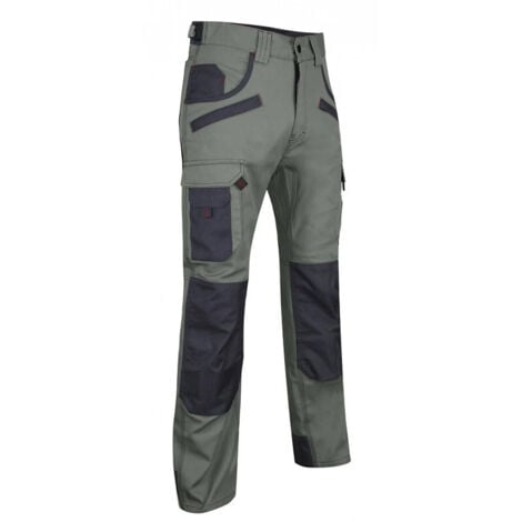Pantalon bicolore multipoches LMA SECATEUR taille 44 kaki/gris nuit avec poches genouillères
