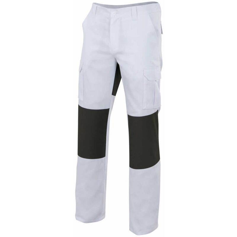 

Pantalón blanco industrial multibolsillos con refuerzos combinados Serie R103001 | 44 - Blanco / Negro - Velilla