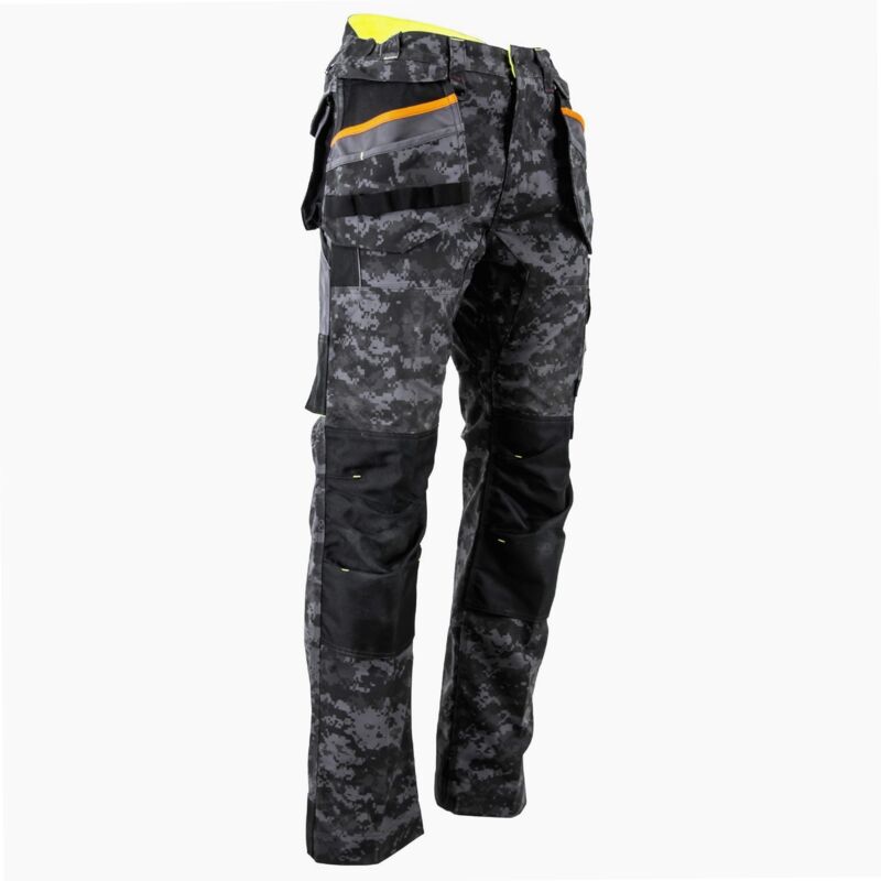 LMA - Pantalon Canvas avec poches genouillères renforcé imperméable donjon Camouflage Kaki 40