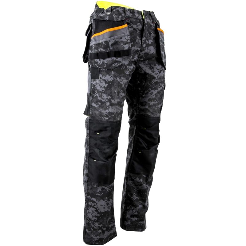LMA – Pantalon de jardinage renforcé en canvas imperméable – Poches genouillères Oxford 600D – Ajustement ceinture élastiquée – Taille 42