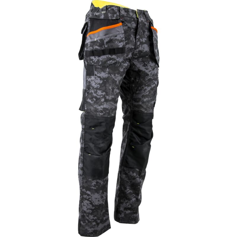 LMA - Pantalon Canvas avec poches genouillères renforcé imperméable donjon Camouflage Kaki 38