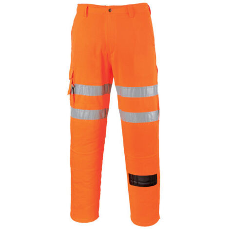 Pantalón Combat naranja flúor de alta visibilidad para ferrocarriles hechura regular RT46 XXL Naranja