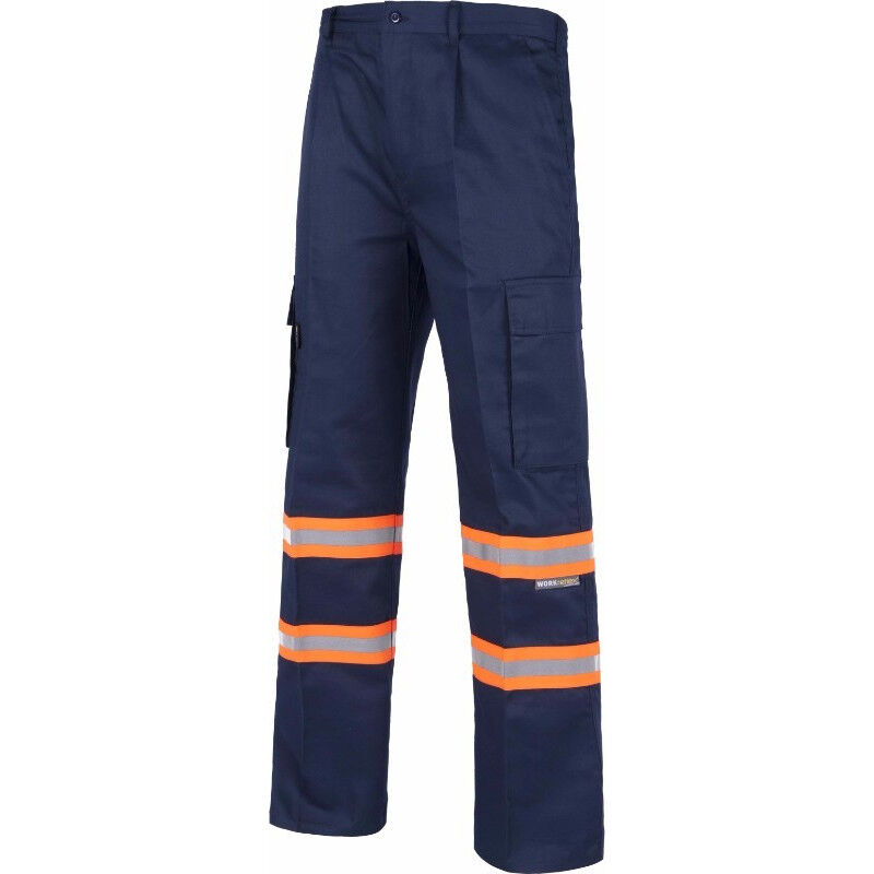 

Pantalón recto con cintas reflectante-fluorescentes WORKTEAM Combi B1436 | 48 - Marino+Naranja A.V.