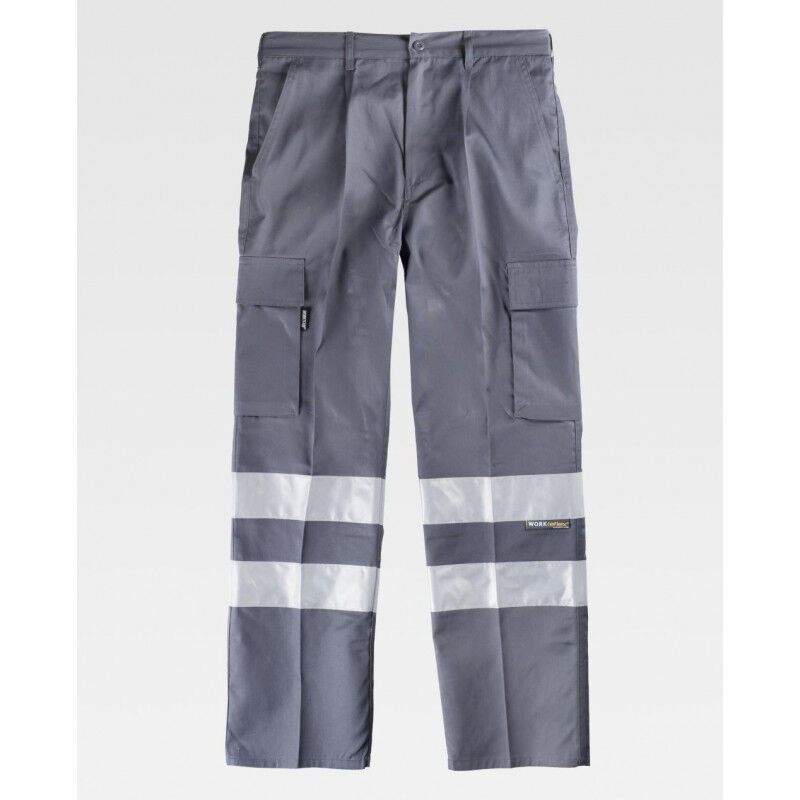 

Pantalón recto multibolsillos con cintas reflectantes en perneras WORKTEAM Combi B1407 | Gris - 38