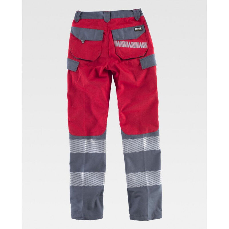 

Pantalón de trabajo con cintas reflectantes segmentadas WORKTEAM Combi C2716 | M - Rojo+Gris Oscuro A.V.