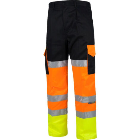 Pantalón con refuerzos combinado con alta visibilidad y cintas reflectantes WORKTEAM C3216