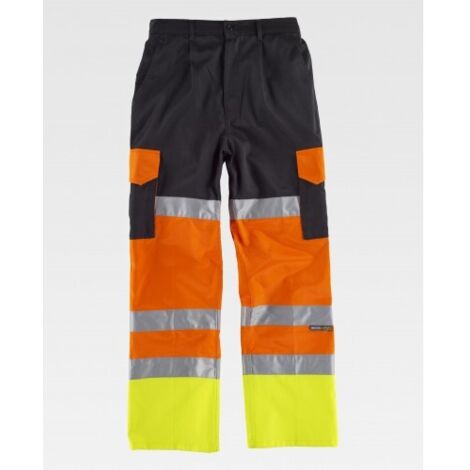 Pantalón con refuerzos combinado con alta visibilidad y cintas reflectantes WORKTEAM C3216