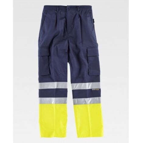 Pantalón con refuerzos combinado con alta visibilidad y cintas reflectantes WORKTEAM C4014