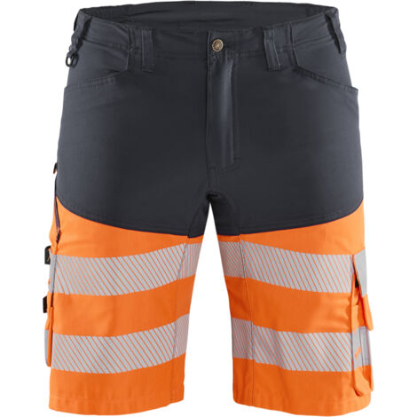 Pantalón corto de trabajo de alta visibilidad con elastano 1541 - Gris medio/Naranja fluorescente XL - FR(48) - SE(C54) - Normas