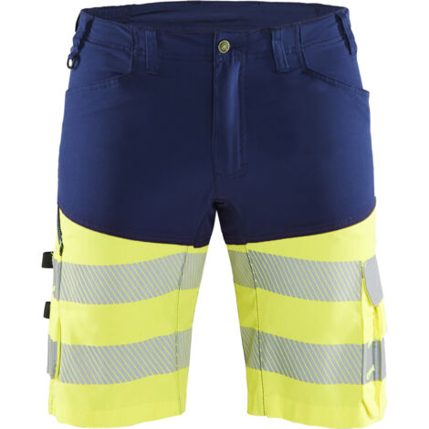 Pantalón corto de trabajo de alta visibilidad elástico 1541 - Azul marino/Amarillo fluorescente M - FR(42) - SE(C48) - Normas