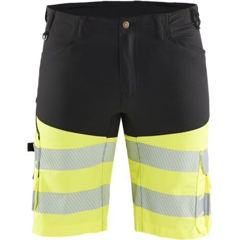 Pantalón corto de trabajo de alta visibilidad elástico 1541 - Negro/Amarillo fluorescente XS - FR(38) - SE(C44) - Normas