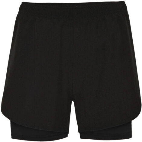 Pantalón corto deportivo para mujer con malla interior (running elástico) LANUS ROLY XL Negro/Negro