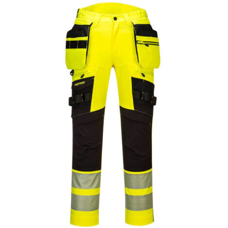 Pantalón de alta visibilidad DX4 Hi-Vis Detachable Holster Pocket Amarillo/Negro 34