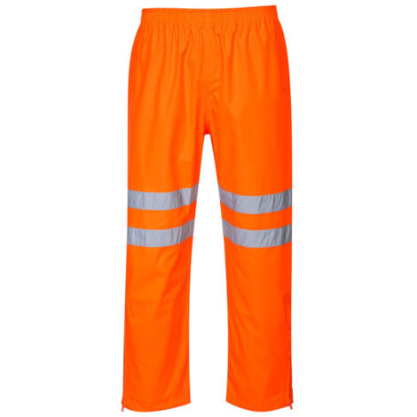 Pantalón de alta visibilidad ligero protección impermeable naranja flúor doble banda RT61 M Naranja