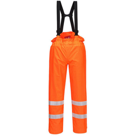 Pantalón de alta visibilidad sin forro, resistente a la llama y antiestático Bizflame Rain Naranja XXL