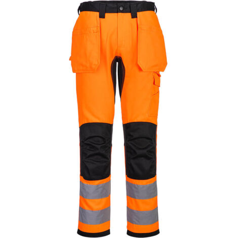 Pantalón de alta visibilidad WX2 Eco Hi-Vis Holster - Ideal para Trabajos de Seguridad / Naranja Negro / 48