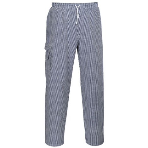 Pantalón de chef Chester Abertura por cremallera oculta Unisex PORTWEST C078 M Cuadros Vichi Azul