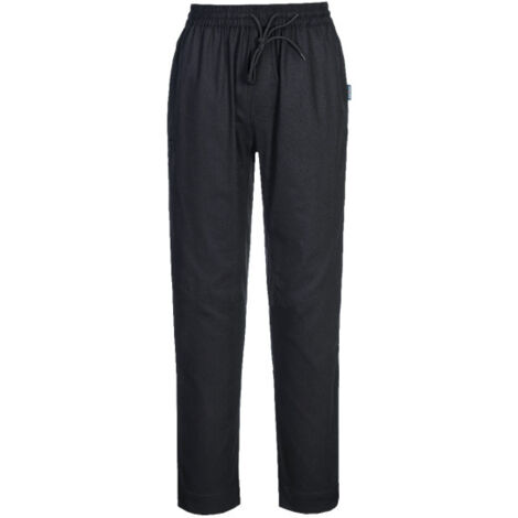 Pantalón de Cocina 100% Algodón con Paneles Elásticos / Negro / XL