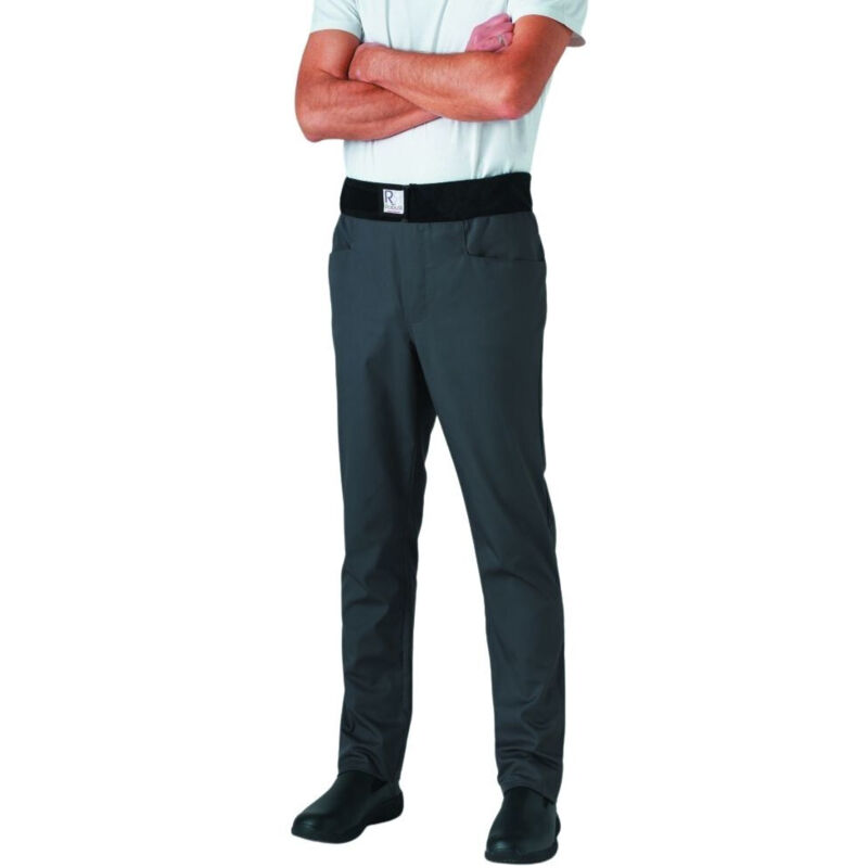 Pantalon de cuisine mixte slim ceinture éponge Archet Gris M - Robur