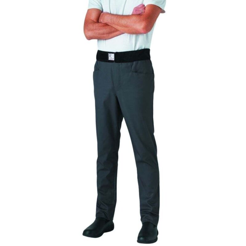 Pantalon de cuisine mixte slim ceinture éponge Archet Gris XL - Robur