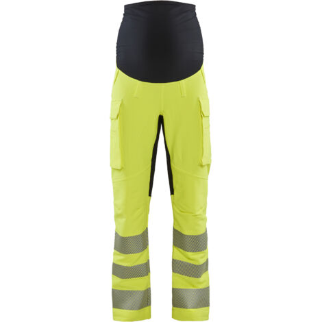 Pantalon de grossesse haute visibilité stretch 4D 7100 - Jaune fluo/Noir XS