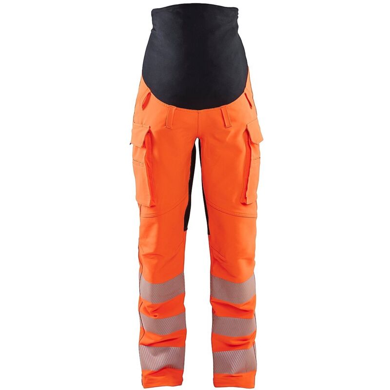 Pantalon de grossesse haute visibilit&eacute; stretch 4D 7100 - Orange/Noir