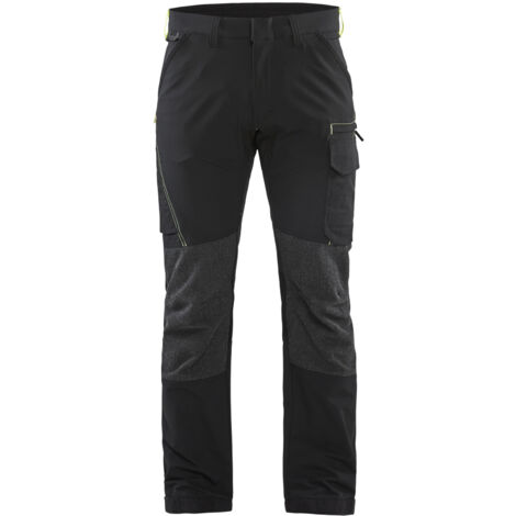 Pantalón de mantenimiento elástico 4D 1422 - Amarillo fluorescente/Negro 2XL - FR(52) - SE(C58) - Corto