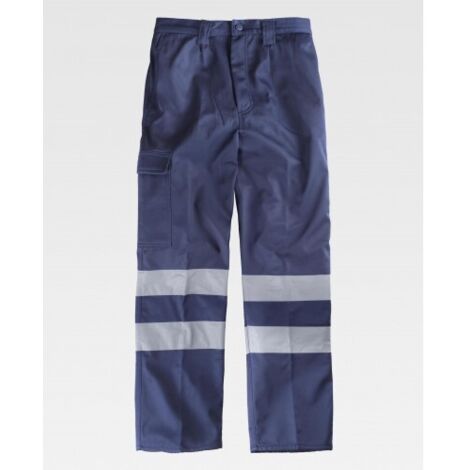 Pantalón de pana con cintas reflectantes con forro polar interior WORKTEAM Combi B1417