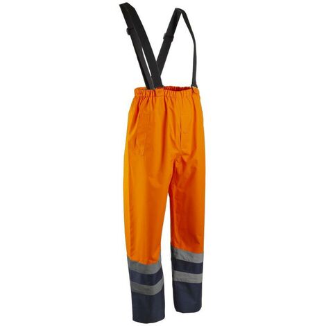 HYDRA Pantalon de pluie à bretelle - Orange HV/Marine