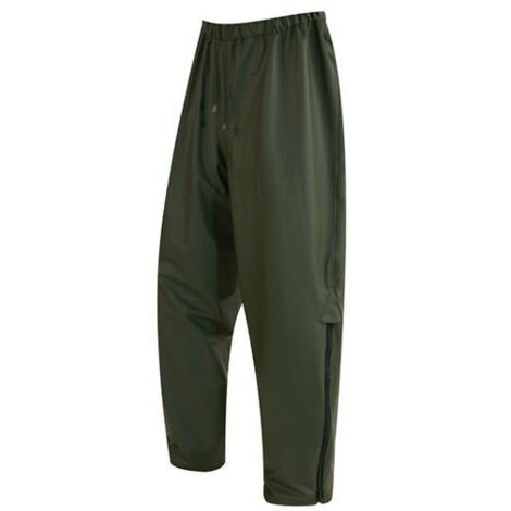 Pantalon de pluie pour travaux forestiers 100% PU grand soufflet lateral avec ZIP pour plus de confort - PAPLU01 - Solidur - Vert - S - taille: S