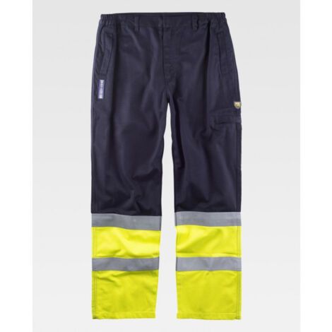 Pantalón de protección ignífugo con cinta reflectante-fluorescente WORKTEAM B1491