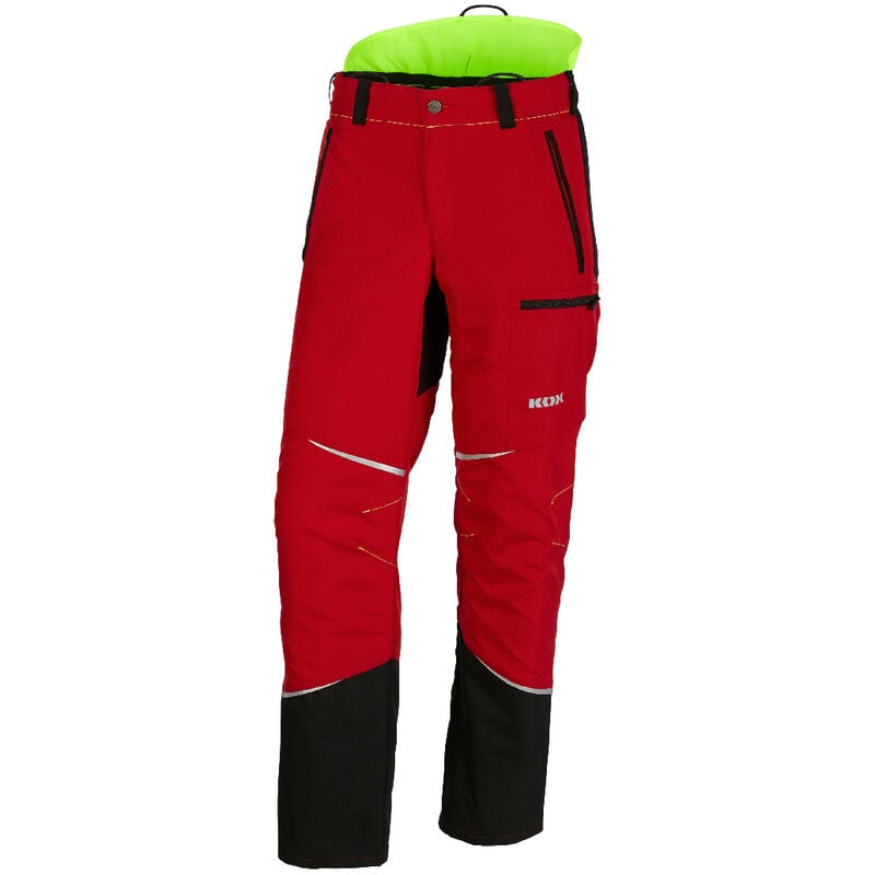 Pantalon de protection anti-coupures KOX Mistral 3.0 rouge/jaune, taille 106 - Rouge/jaune