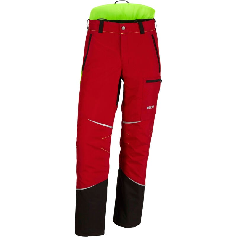 Pantalon de protection anti-coupures KOX Mistral 3.0 rouge/jaune, taille eu 46/ fr 40