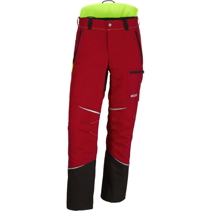 Pantalon de protection anti-coupures KOX Mistral 3.0 rouge/jaune, taille eu 50/ fr 44