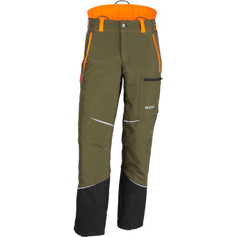 Pantalon de protection anti-coupures KOX Mistral 3.0 vert/orange, 25 taille courte