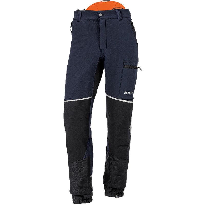 KOX Pantalon de protection anti-coupures Stretch Elch 2.0, bleu foncé/orange, 27 taille courte - Bleu foncé/orange
