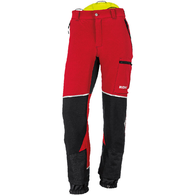 KOX Pantalon de protection anti-coupures Stretch Elch 2.0, bleu foncé/orange, 27 taille courte - Rouge/jaune