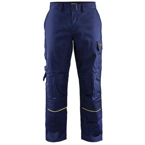 Pantalon de soudeur 1701 - Marine/Jaune fluo XL - FR(48) - SE(C54) - Longues