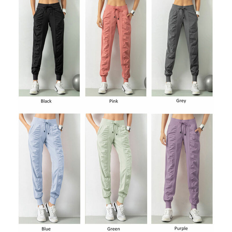 Asupermall - Pantalon De Sport Pour Femme, Design Avec Cordon De Serrage, Double Poches Laterales, Pantalon Decontracte, Gris, Taille M