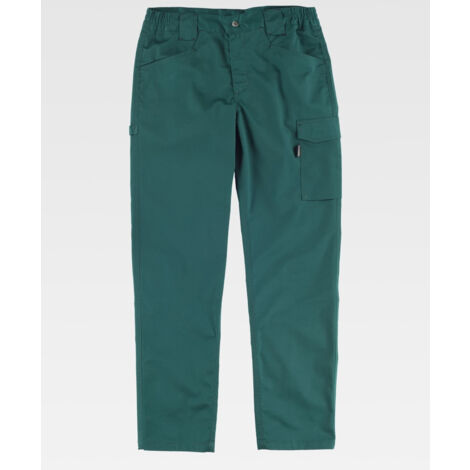 Pantalón de tejido elástico bidireccional multibolsillos WORKTEAM Combi B4030  Verde - XXL
