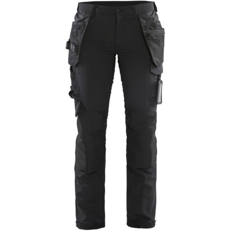Pantalón de trabajo artesanal stretch 4D mujer 7192 - Negro/Gris oscuro L - FR(44) - SE(C42) - Corto