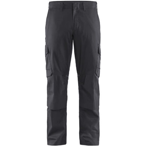 Pantalón de trabajo con rodilleras elásticas 2D 1448 - Gris/Negro 4XL - FR(58) - SE(C64) - Corto