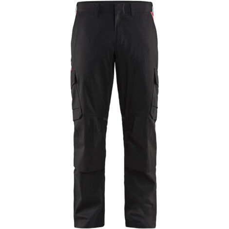 Pantalón de trabajo con rodilleras elásticas 2D 1448 - Negro/Rojo S - FR(38) - SE(C44) - Corto